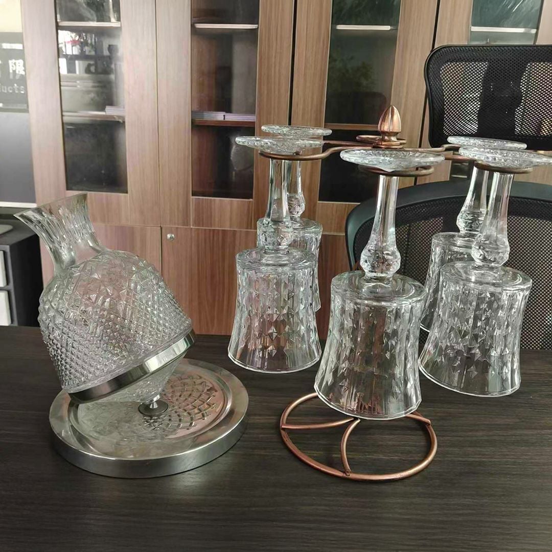 طقم تقديم كريستال مع ستاند للكؤوس - 19