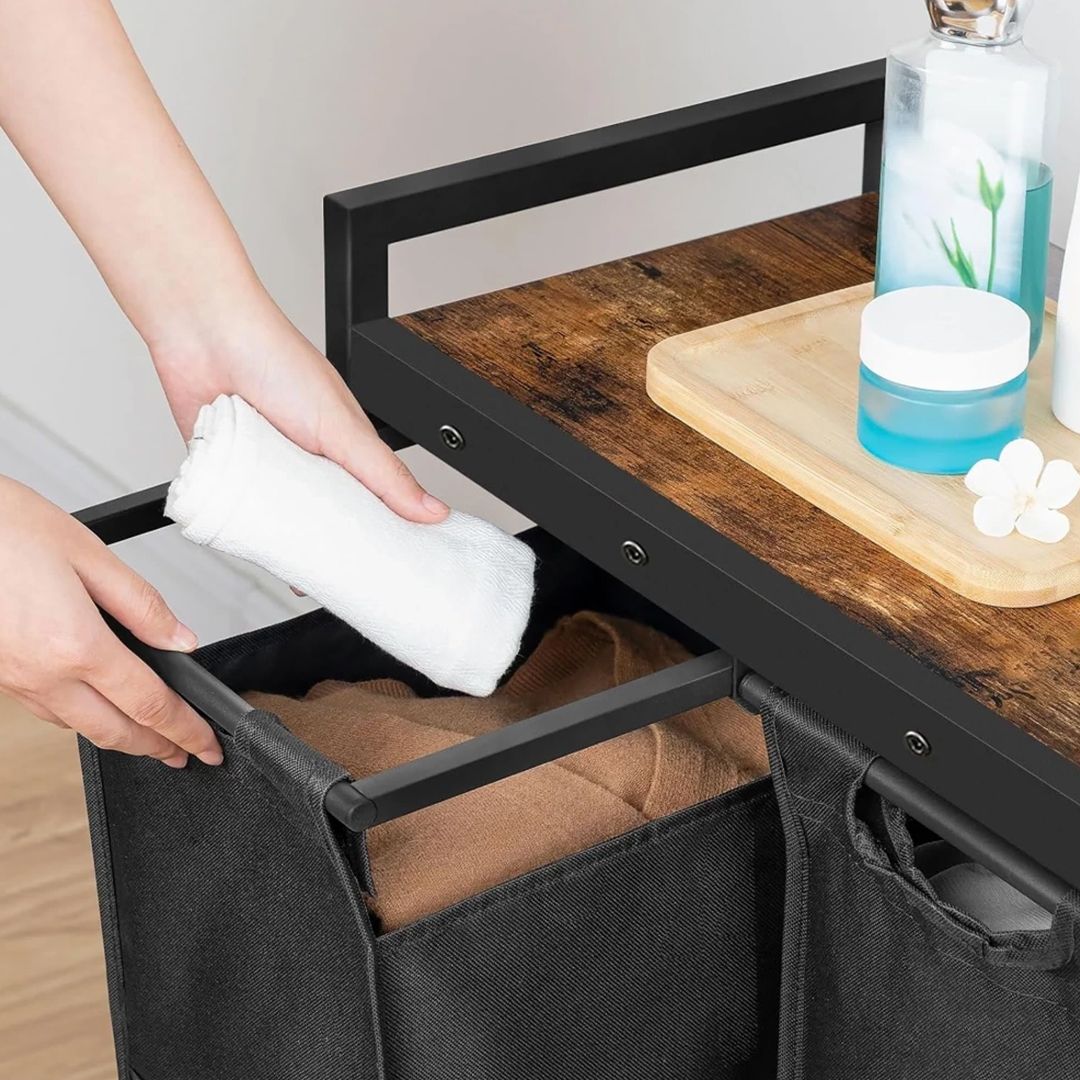 منظم غسيل ثلاثي مع رف خشبي - 7