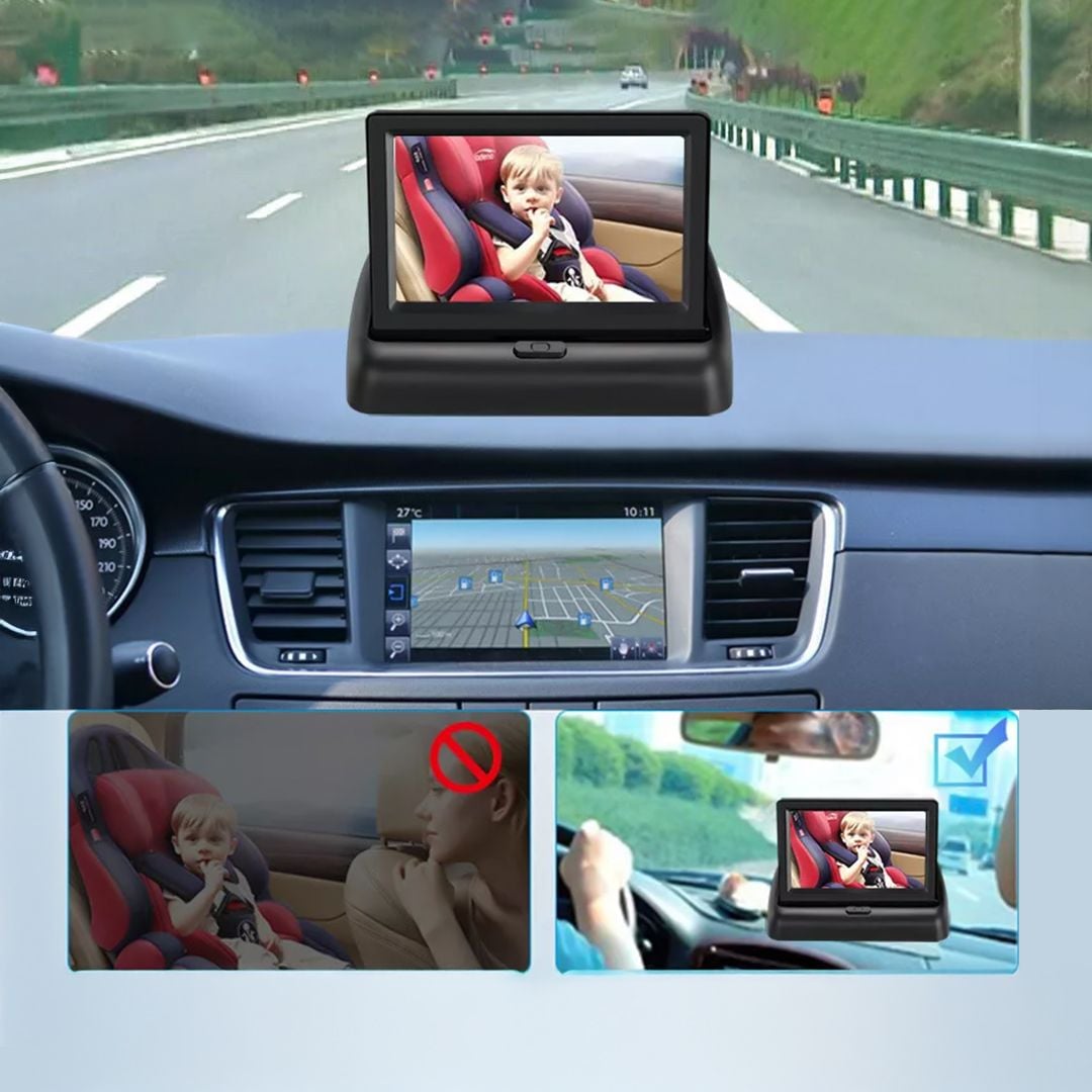 شاشة وكاميرا لمراقبة الأطفال في السيارة - 3