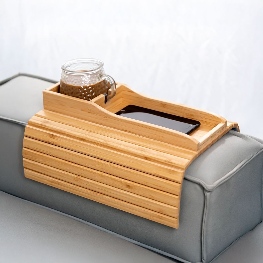 Bamboo Sofa Armrest Tray - 1