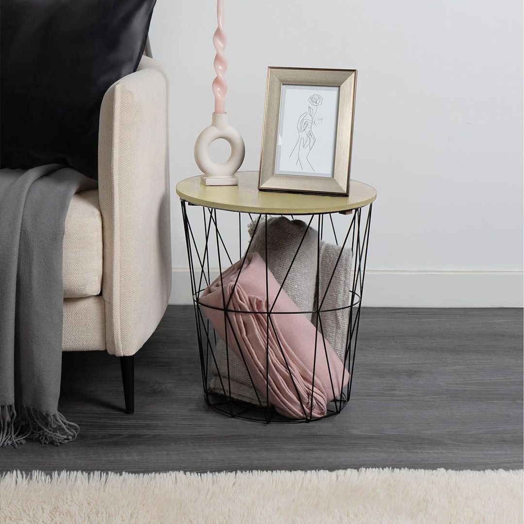 طاولة معدنية متعددة الاستخدام بغطاء خشبي - 13