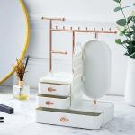 صندوق تخزين إكسسوارات ومكياج مع مرآة دوّارة - 15