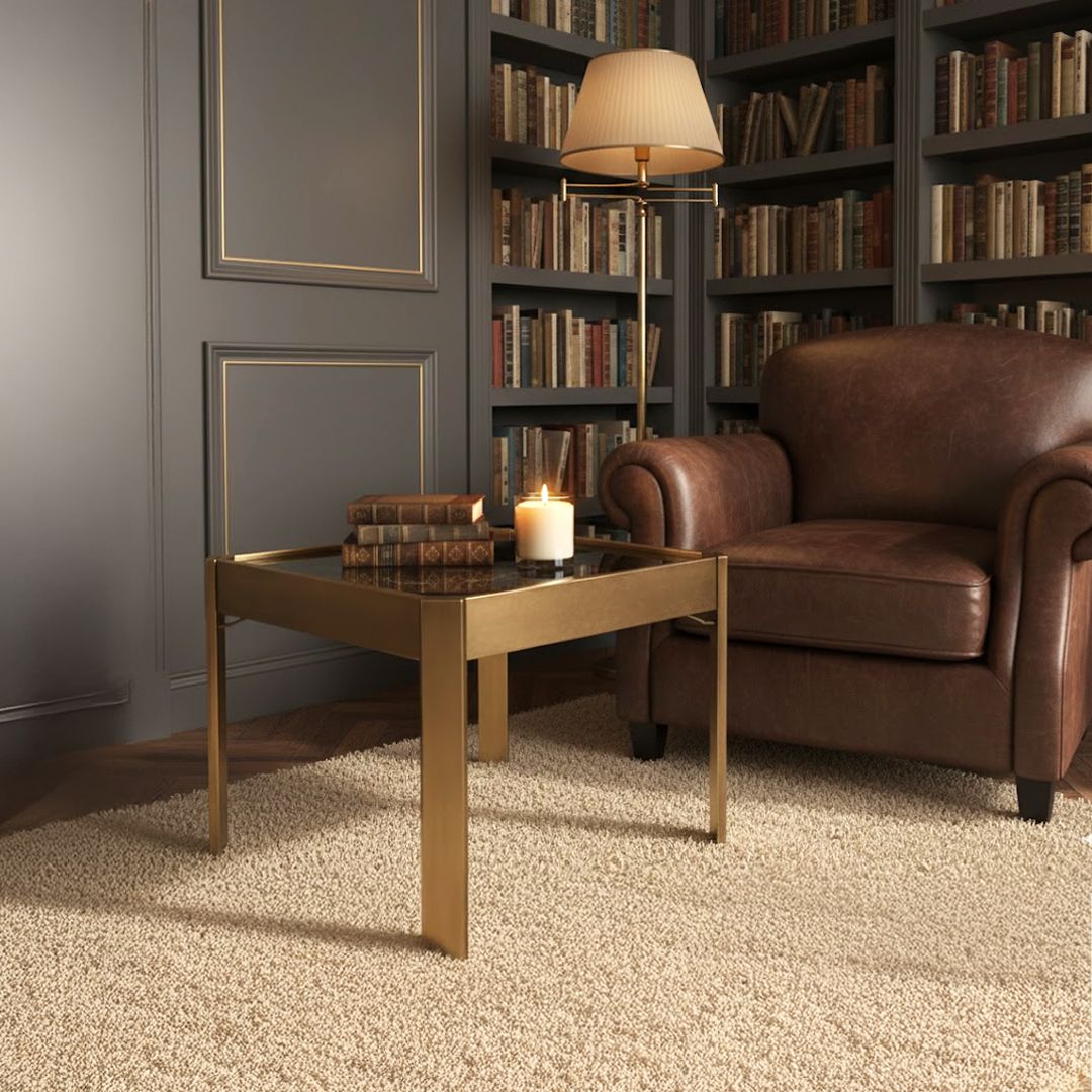 طاولة ديكور مربعة بتصميم ساعة تروس ذهبية - 10