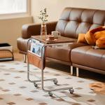 طاولة جانبية متحركة مع حامل للكتب - 3