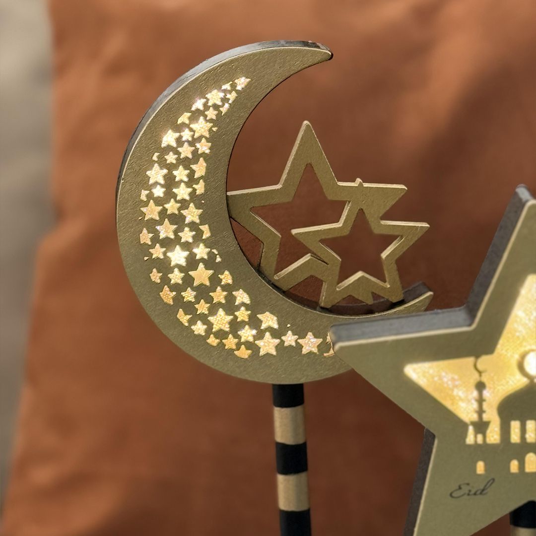 مجموعة ديكورات العيد الخشبية بإضاءة ليد - 12