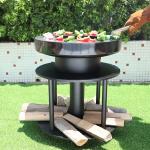  موقد الحطب الخارجي مع مساحة تخزين