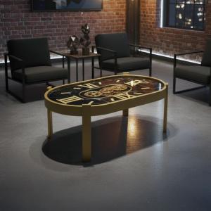 طاولة وسط بيضاوية بتصميم ساعات التروس الكلاسيكية - 2