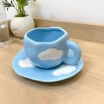 فنجان مع صحن بتصميم الغيمة - 1