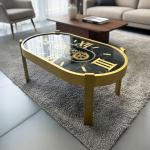 طاولة وسط بيضاوية بتصميم ساعات التروس الكلاسيكية