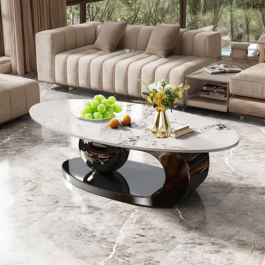 طقم طاولات وسط بيضاوية بتصميم فاخر - 5