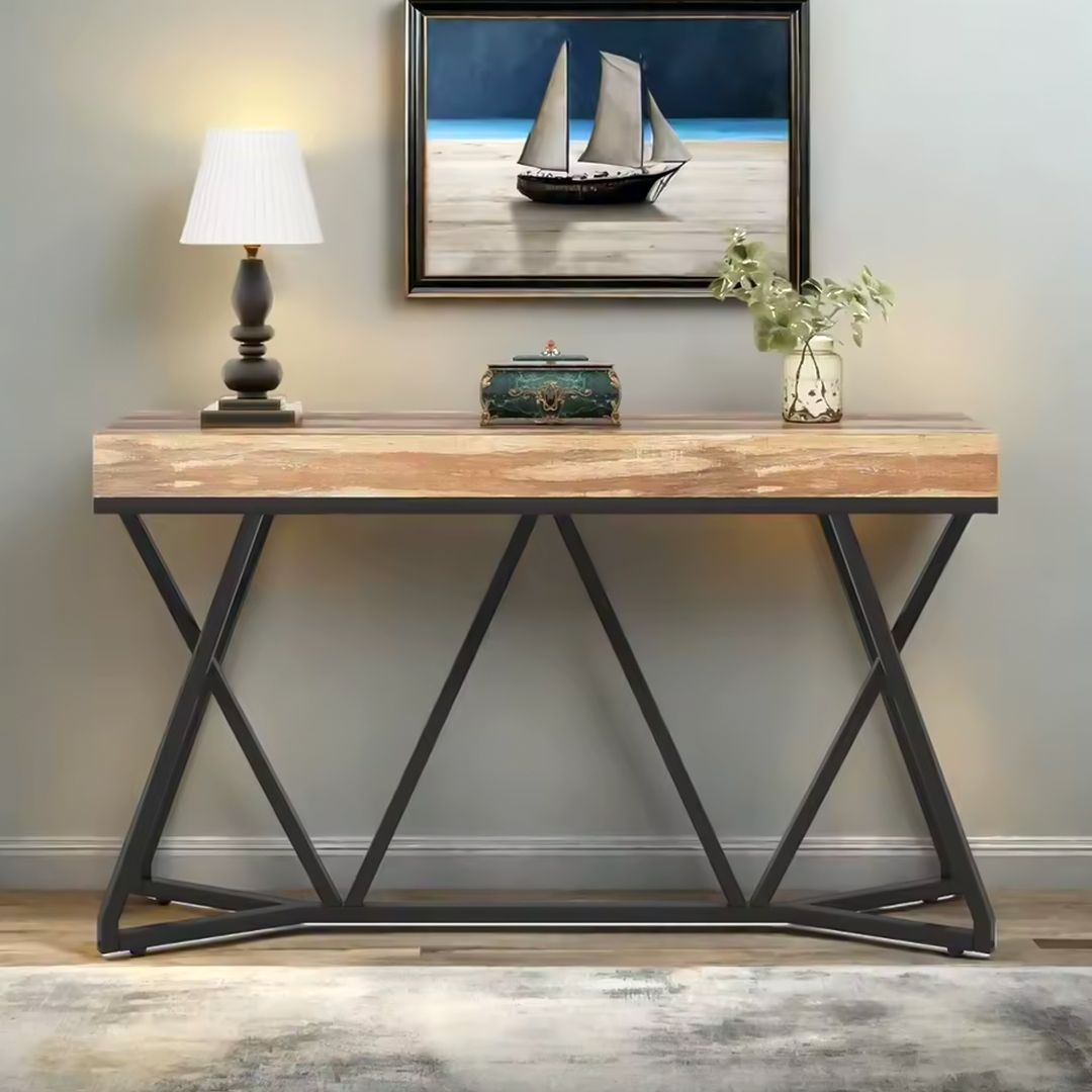كونسول خشبي بإطار معدن - 7