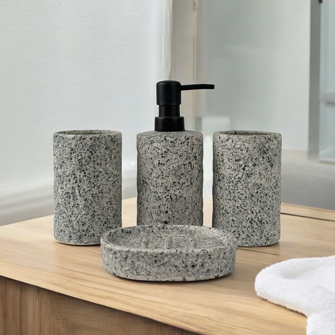 Stone-style soap dish set