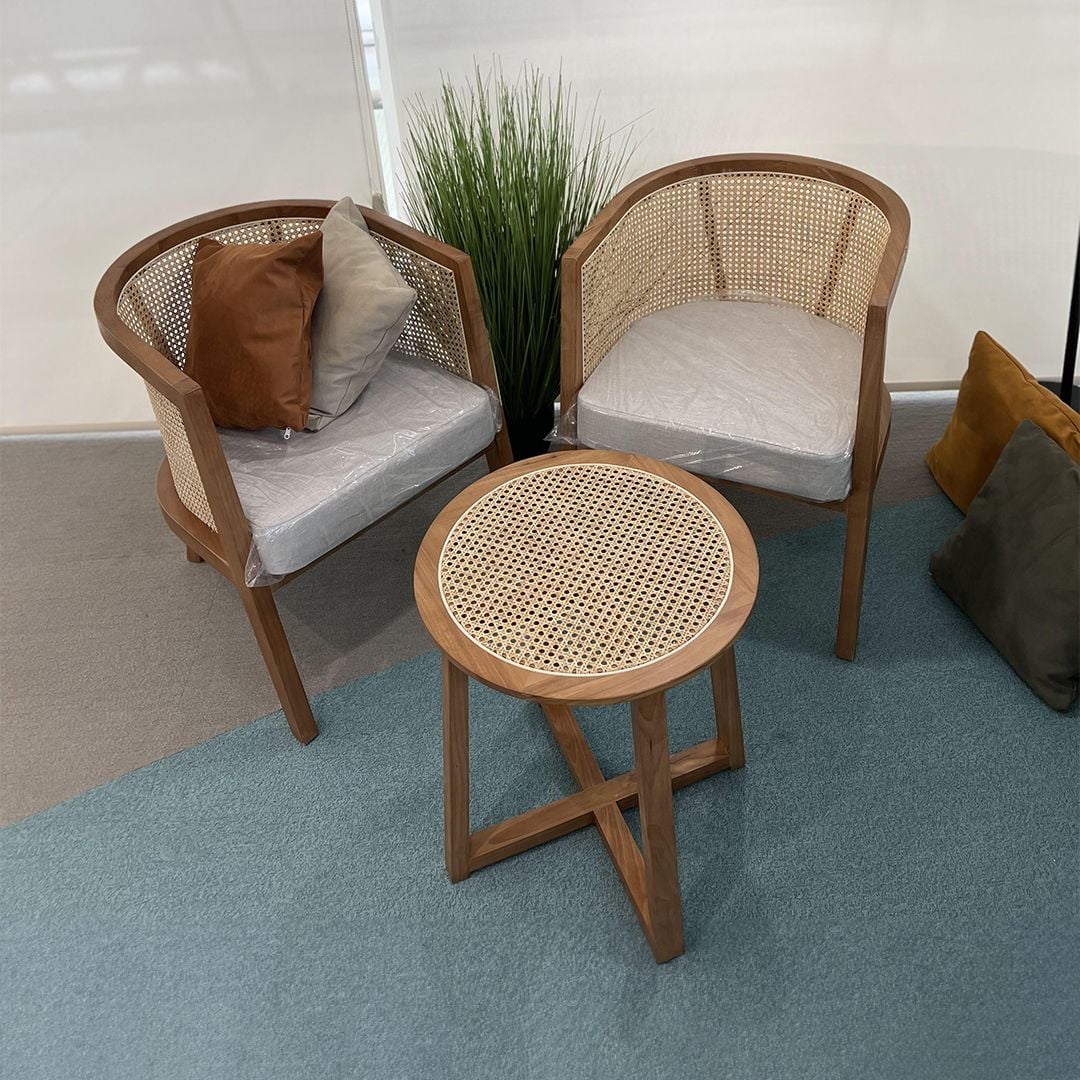 Side Table With Two Rattan Chairs product thumbnail 2