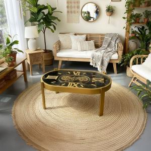 طاولة وسط بيضاوية بتصميم ساعات التروس الكلاسيكية - 4