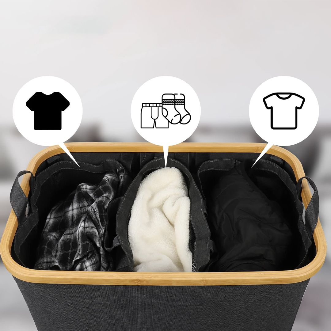 سلة غسيل ثلاثية مع غطاء ضد الماء - 5