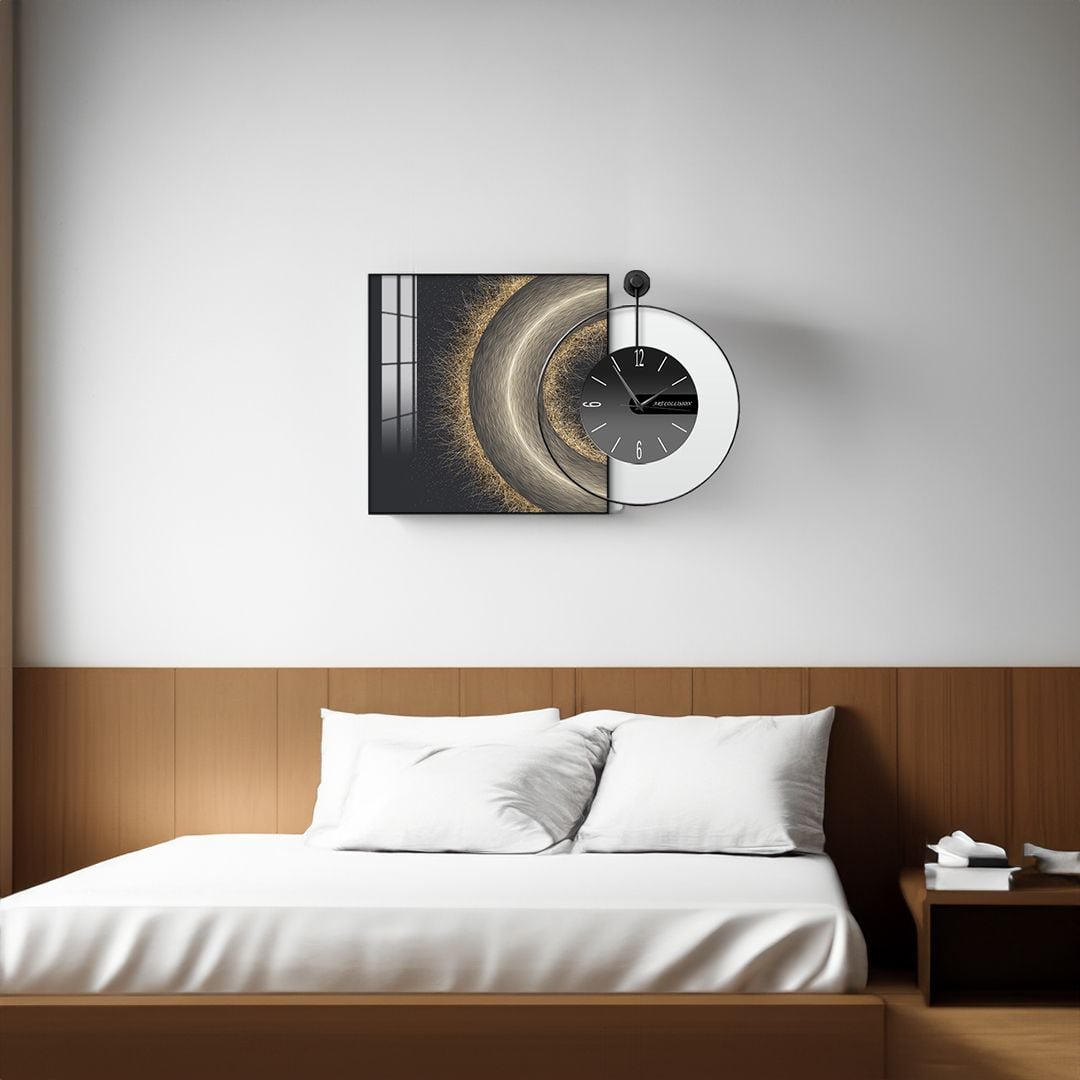 ساعة حائط دائرية مع صورة جدارية - 10