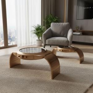 طقم طاولات بتصميم ساعة يد تروس الذهبية - 3