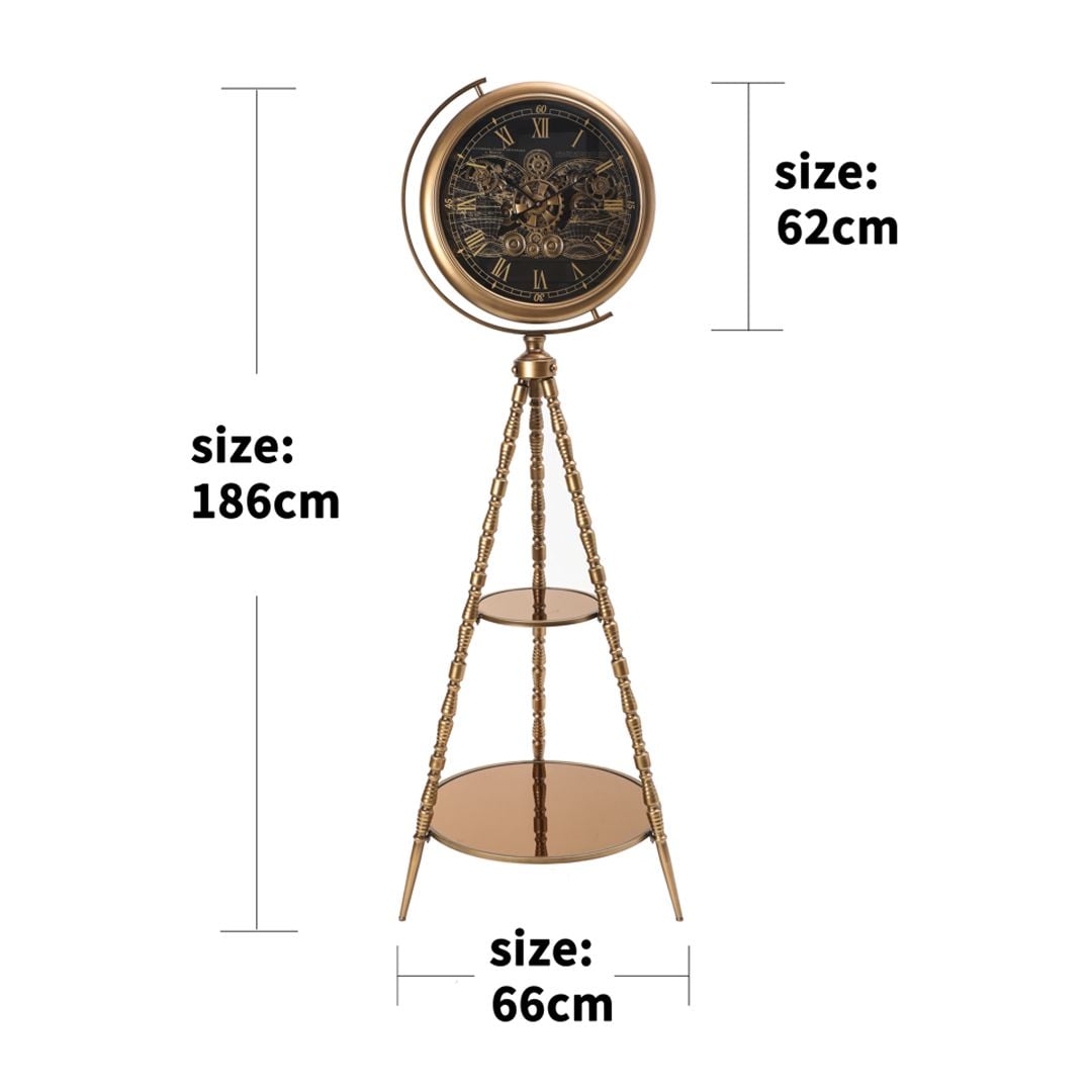 Luxury floor gear clock with metal decorative shelves product thumbnail 15