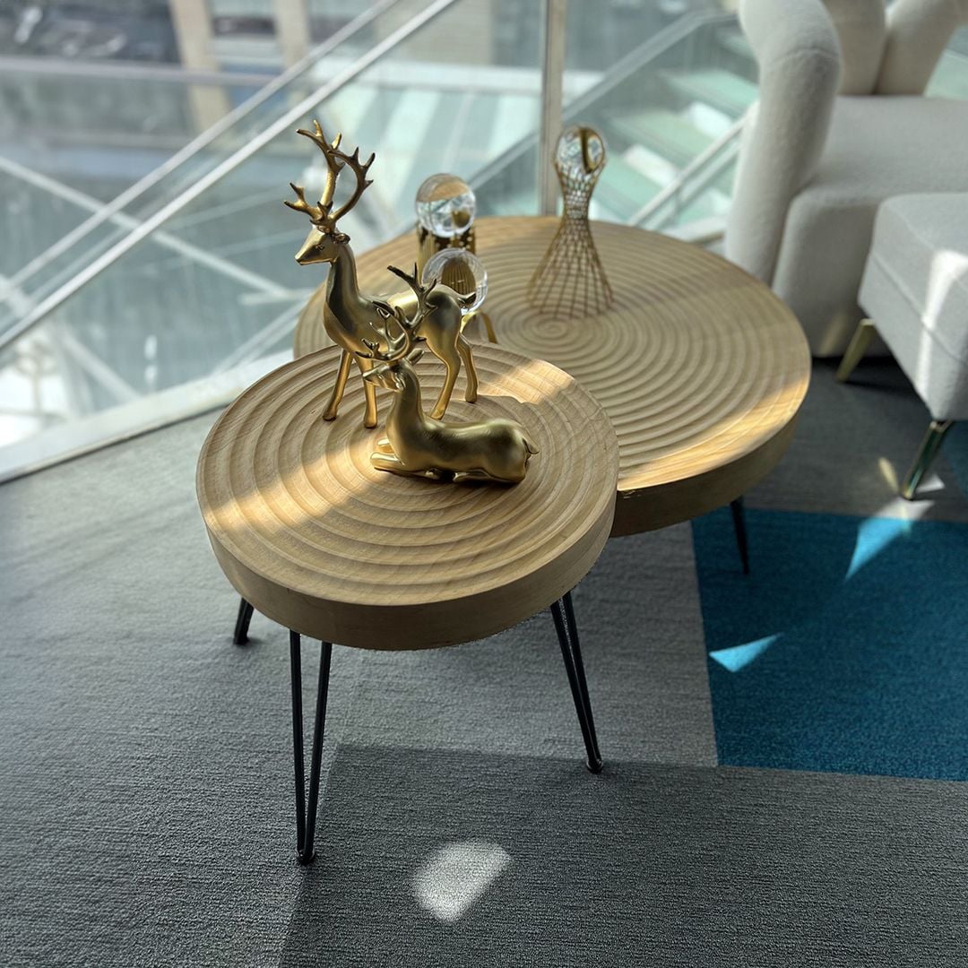 Round Coffee Table Set with Rustic Design product thumbnail 2