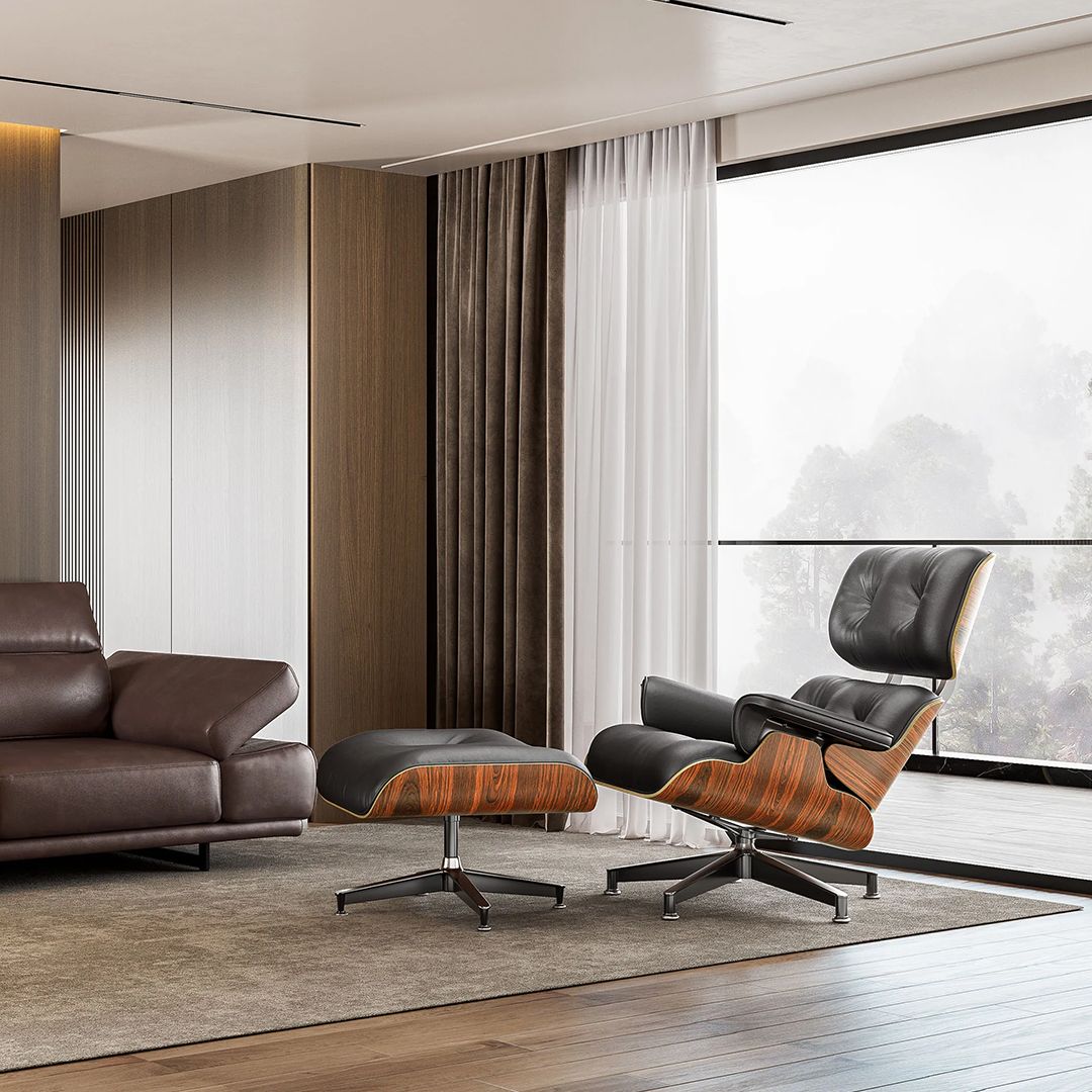 كرسي جلد للمكتب مع مسند للأقدام	 - 2