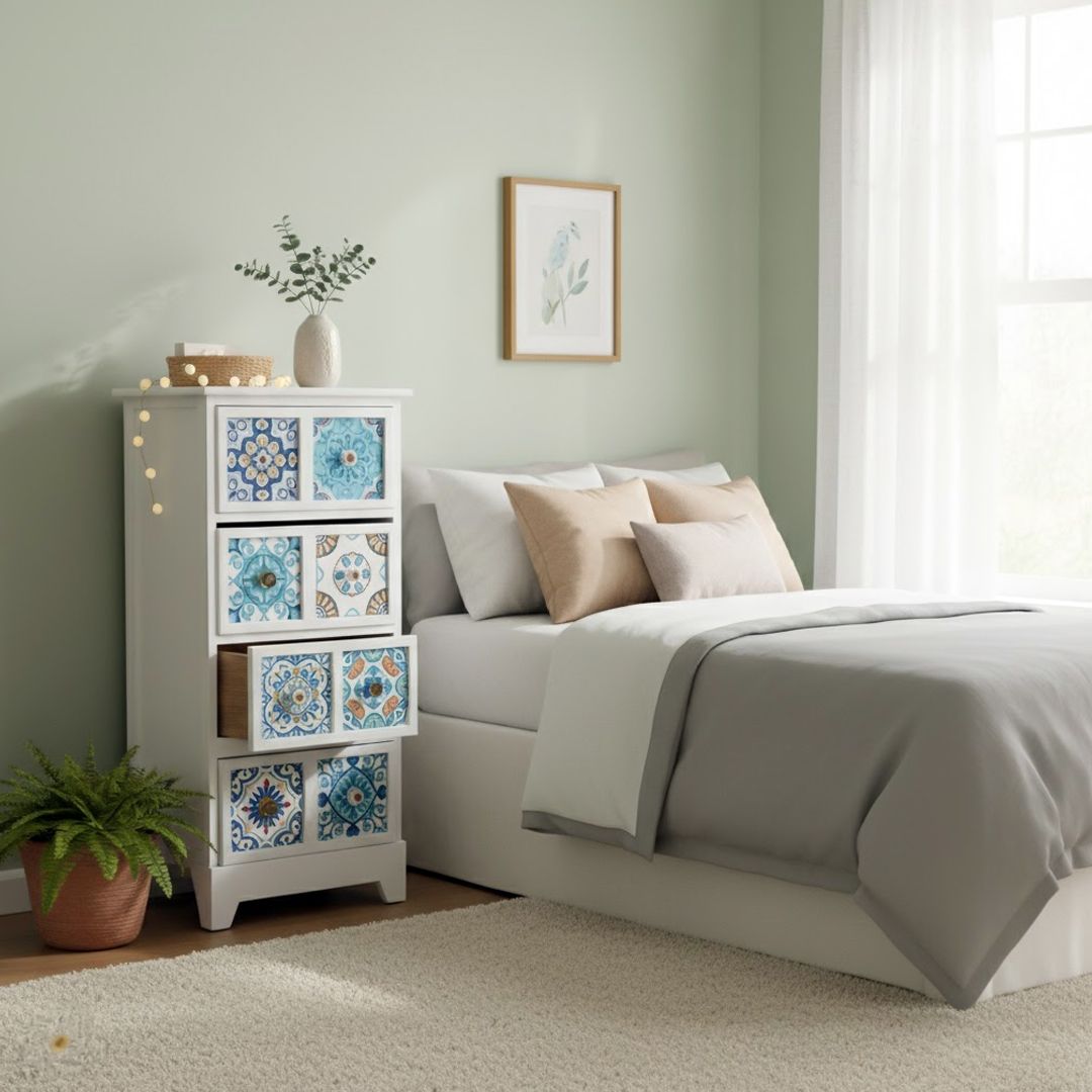 خزانة جانبية خشبية بتصميم فسيفسائي - 4