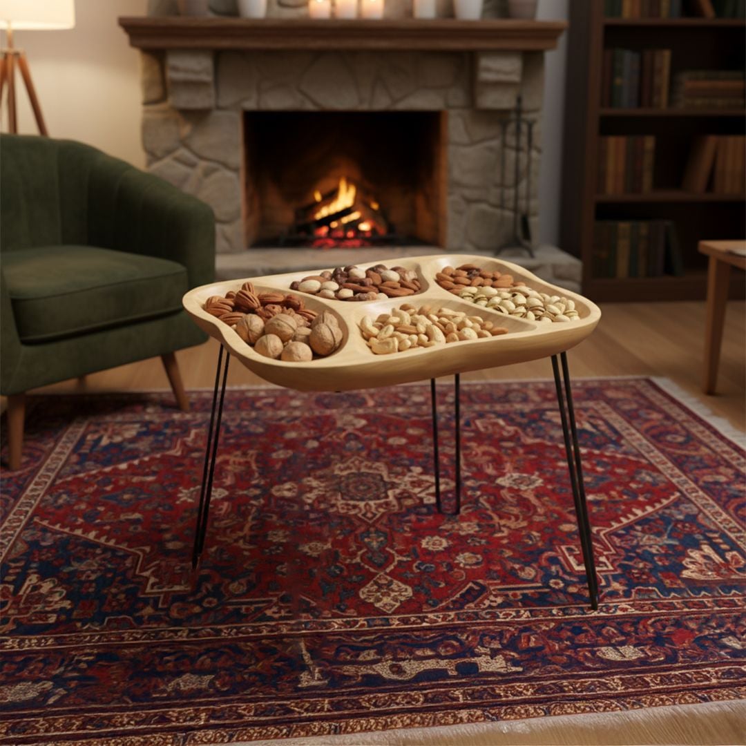 طاولة خشبية لتقديم المكسرات - 4