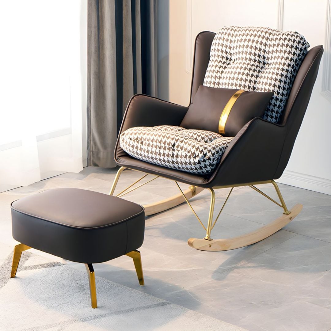 كرسي هزاز جلد فاخر مع مسند قدم - 15