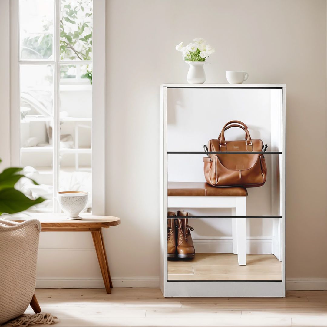 خزانة تنظيم الأحذية العصرية بمرآة - 1