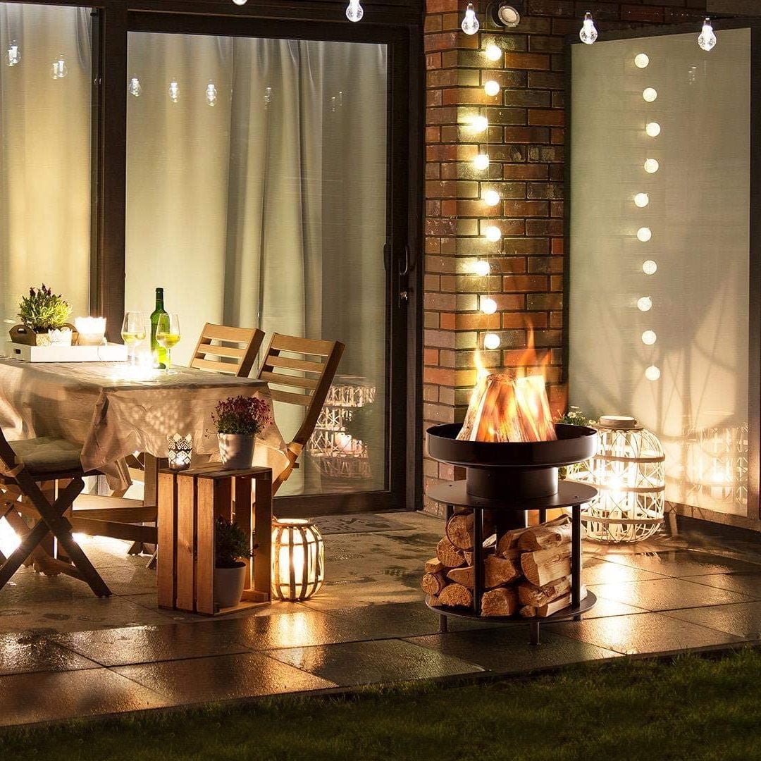  موقد الحطب الخارجي مع مساحة تخزين - 5