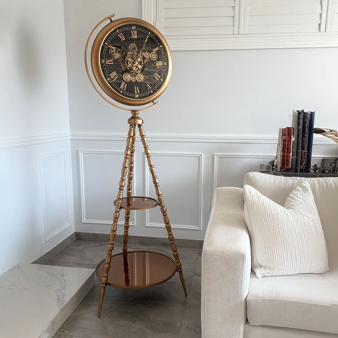 Luxury floor gear clock with metal decorative shelves product thumbnail 13