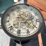 طاولة جانبية رخامية مزدوجة بتصميم ساعة تروس فاخر - 6