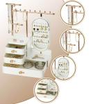 صندوق تخزين إكسسوارات ومكياج مع مرآة دوّارة - 14