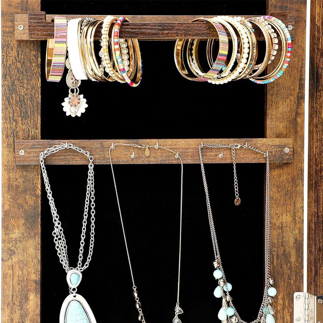 خزانة مجوهرات أرضية بمرآة مع إضاءة داخلية - 9