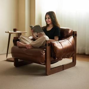 كرسي جلد مريح بإطار خشبي فاخر - 4