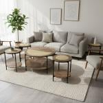 طقم طاولات خشبي مزدوج بلمسات بامبو 5 قطع - 12