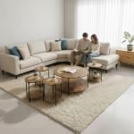 طقم طاولات خشبي مزدوج بلمسات بامبو 5 قطع - 3