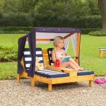 كرسي تشميس خشبي مع مظلة للأطفال - 1