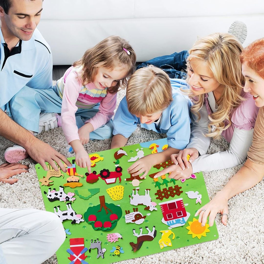 لوحة تعليمية من اللباد للأطفال بنمط حيوانات المزرعة - 2