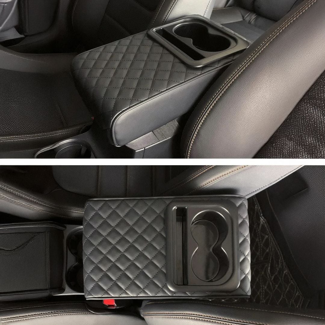 مسند مبطن فاخر للسيارة مع حامل أكواب - 10