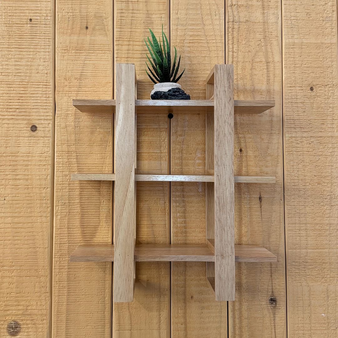 Geometric Design Wooden Wall Shelves