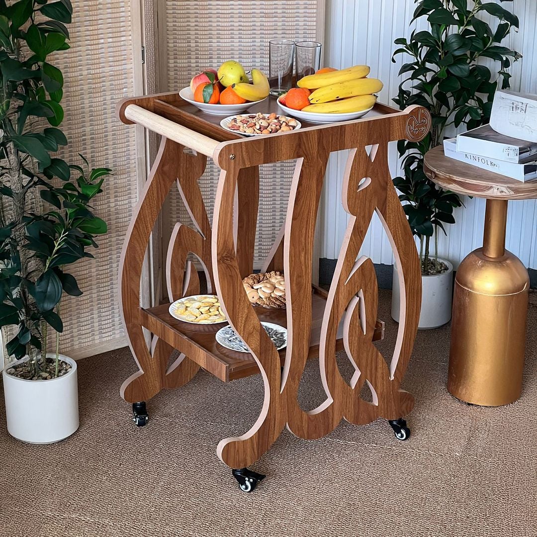 ترولي ضيافة خشبي بتصميم أهلاً من روح - 12