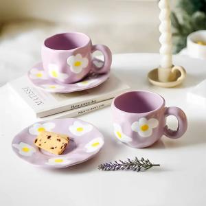 فنجان مع صحن مزين بالياسمين - 2