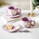 فنجان مع صحن مزين بالياسمين - 1