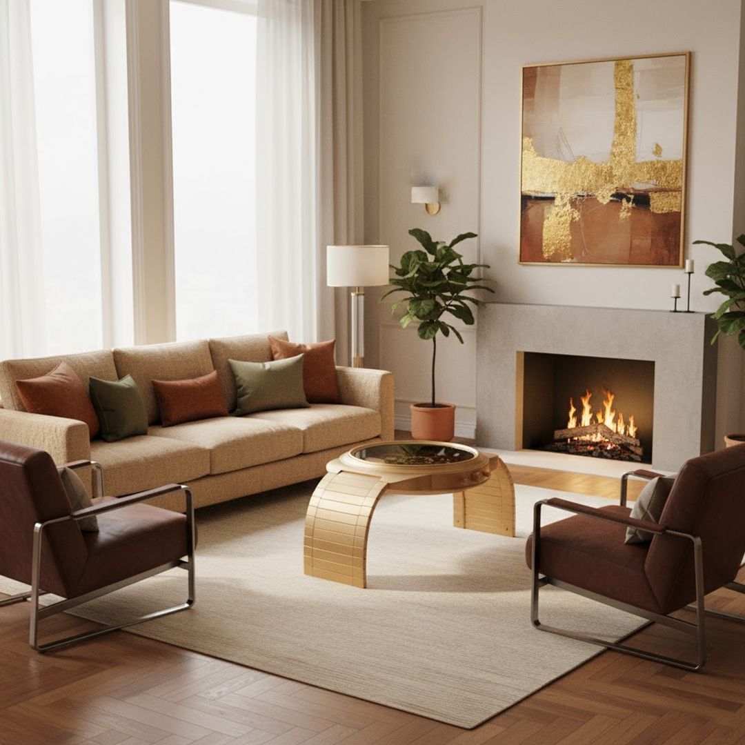 طقم طاولات بتصميم ساعة يد تروس الذهبية - 12