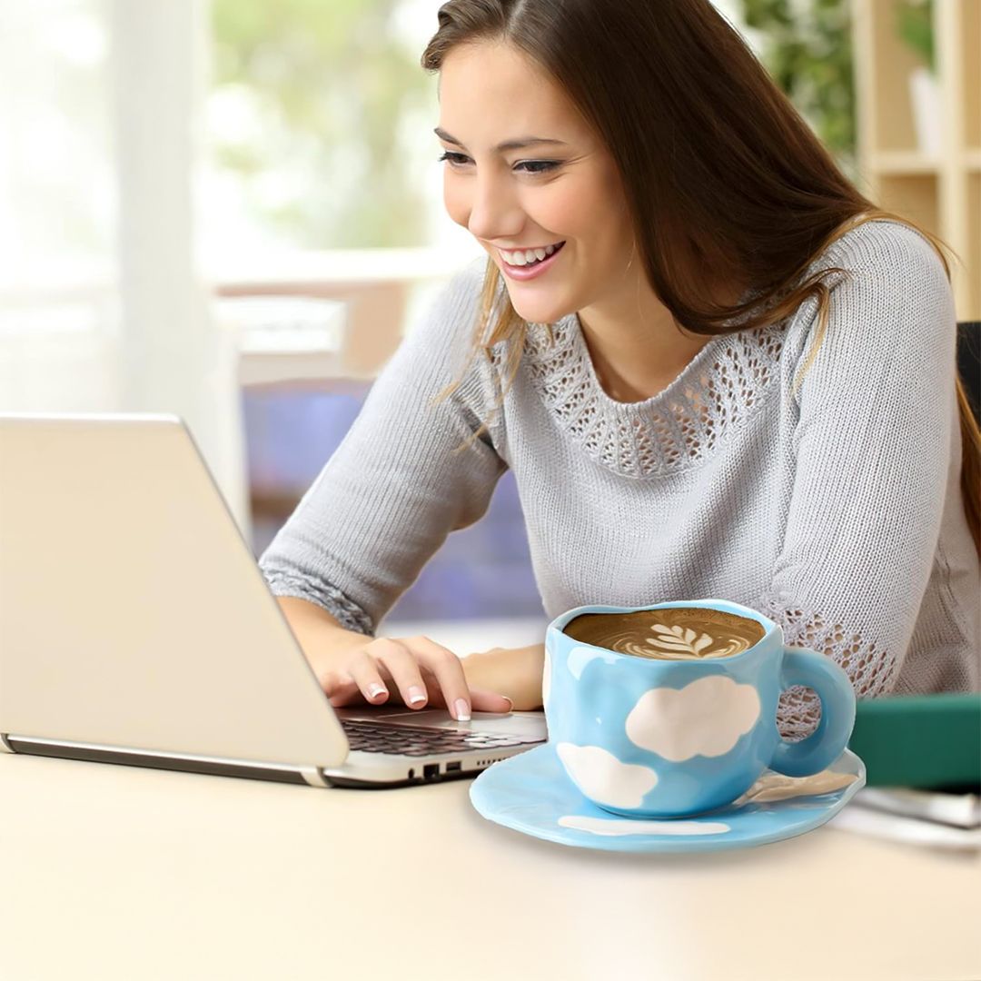 فنجان مع صحن بتصميم الغيمة - 11