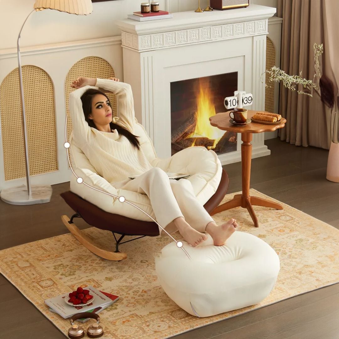 كرسي هزاز للاسترخاء مع مسند للقدمين - 1