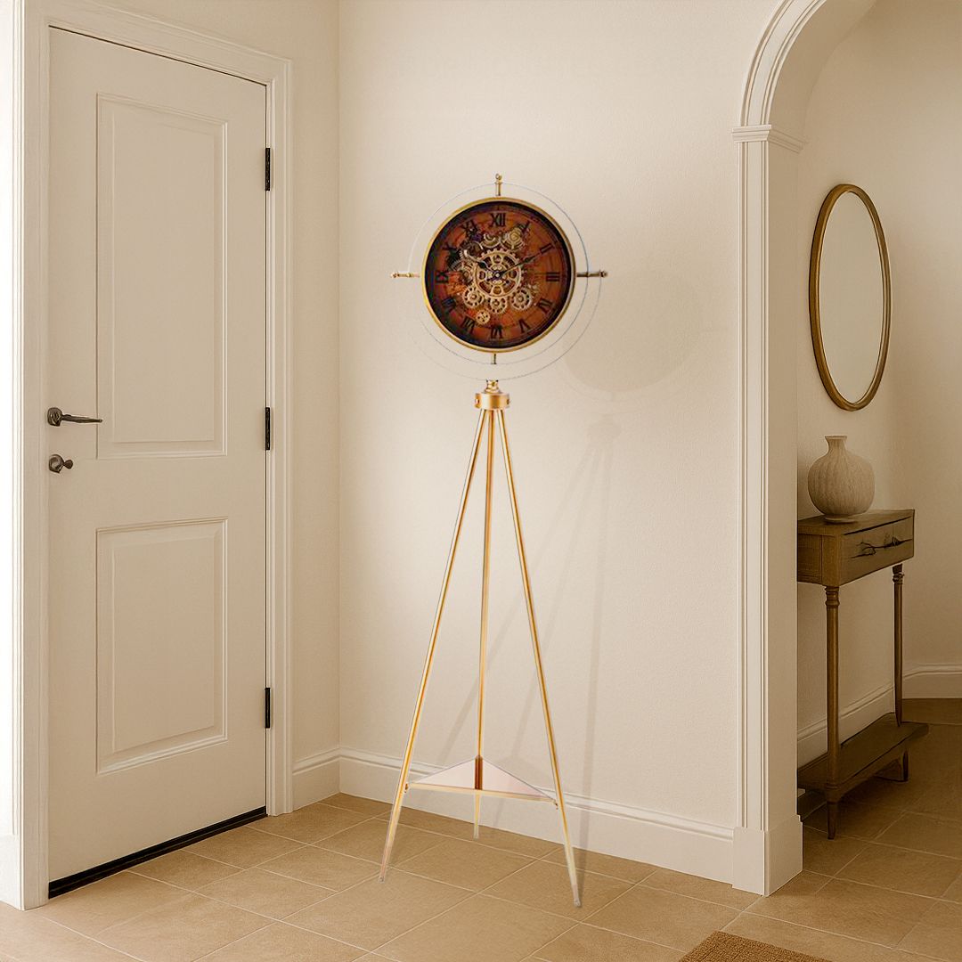 ساعة أرضية بتصميم تروس كلاسيكي - 8