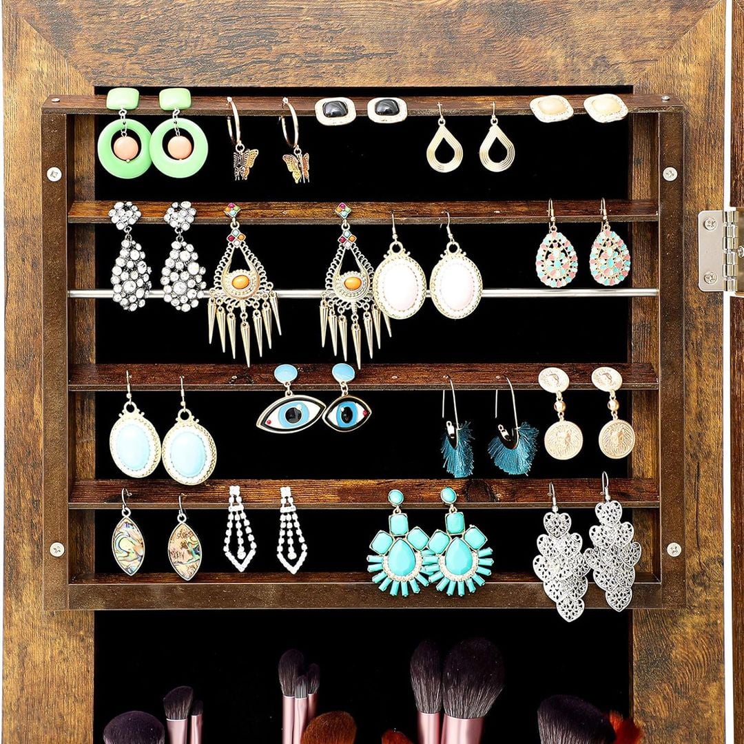 خزانة مجوهرات أرضية بمرآة مع إضاءة داخلية - 10