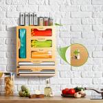 منظم أكياس وموزع تغليف خشبي