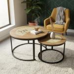 طاولات وسط متداخلة من الخشب و البامبو